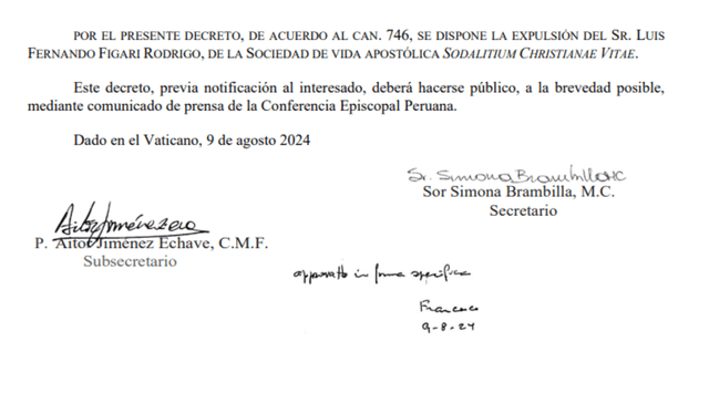 El Vaticano Expulsa Al Fundador Del Sodalicio Luis Fernando Figari