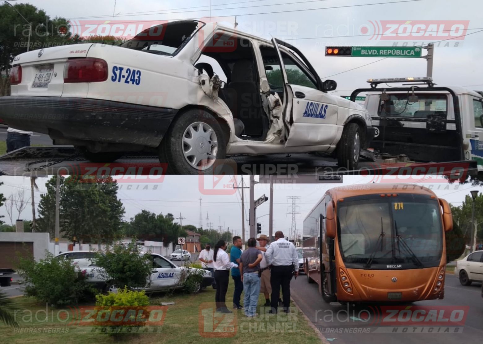 Camión de transporte de personal impacta a Taxi que no respeta semáforo en  PN